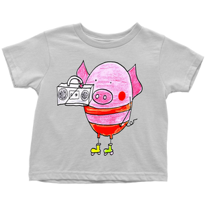 Toddler T-shirt Pig on rollerblades