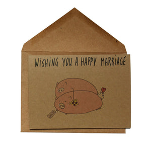 Funny wedding card - Happy marriage card - wishing you a happy marriage - congratulations on your wedding card - happy marriage card pigs