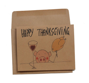 Thanksgiving card/ Cute thanksgiving card/ funny thanksgiving card/ animal pig thanksgiving card/ whimsical thanksgiving card/ gobble gobble
