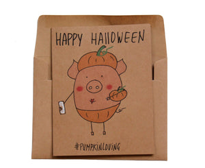 Funny halloween card -  Happy halloween card pumpkin - Pumpkin card - Funny pumpkin card - I love pumpkin card - pumpkin card for friend