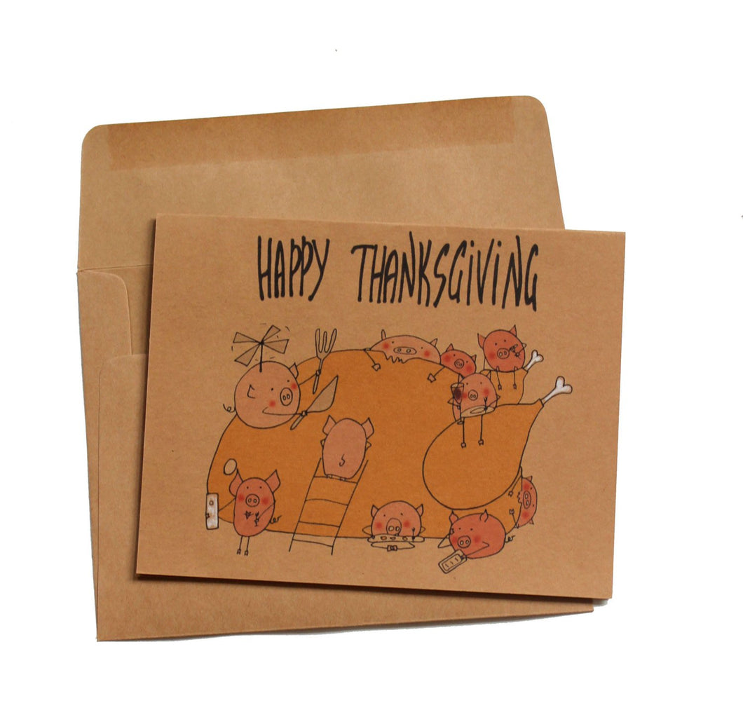 Funny Thanksgiving card Gobble gobble thanksgiving card  thanksgiving card funny pig thanksgiving card turkey thanksgiving cards