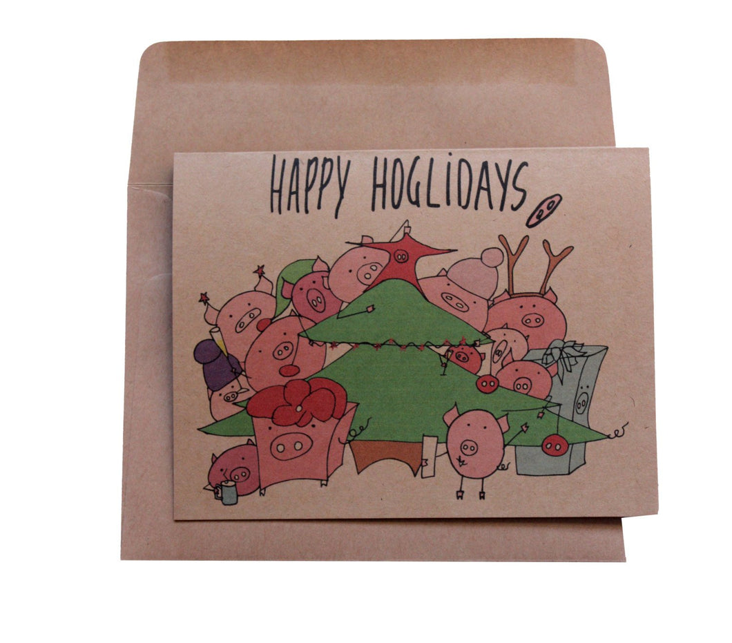 Funny Christmas card  holiday cards funny puns happy holidays cards pig punny Christmas card hoglidays Christmas cards Happy Holidays cards