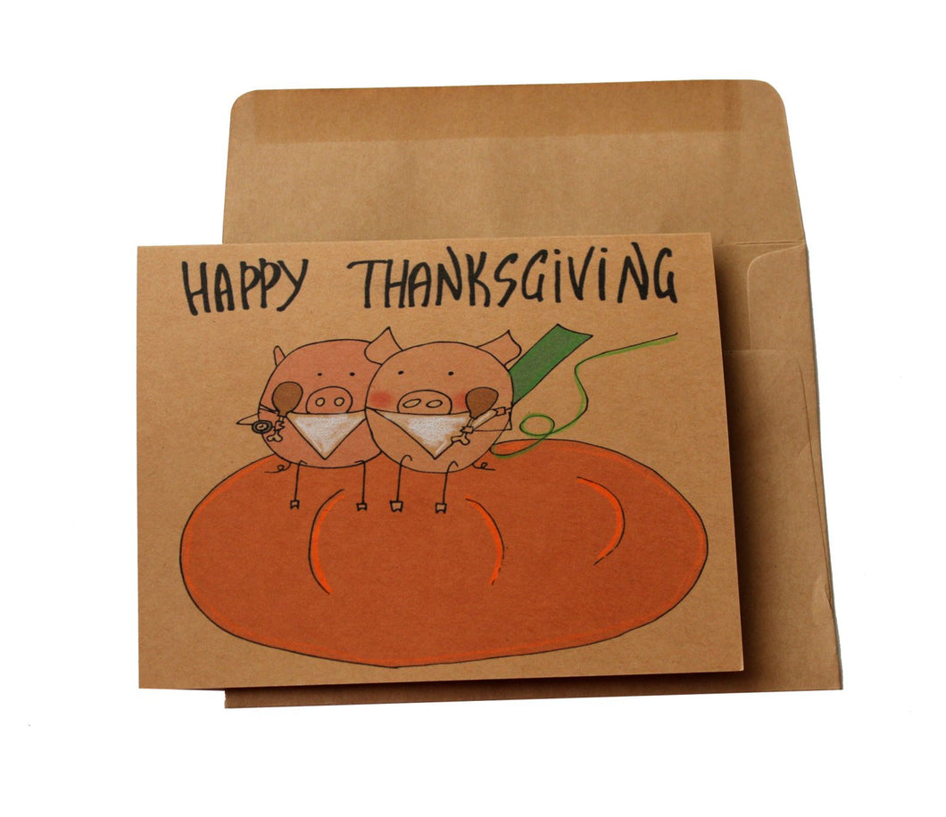 Thanksgiving cards pig - Cute Thanksgiving cards - funny  Thanksgiving card - Pumpkin thanksgiving card - thanksgiving card for boyfriend