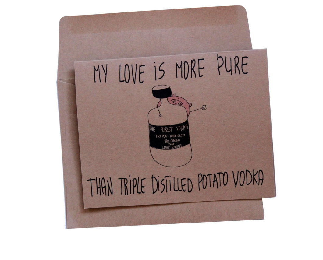 Vodka valentines day card - funny valentines day card love  - alcohol valnetines day card for girlfriend