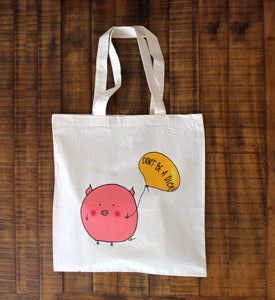 Funny tote bag  - cotton tote bag funny - pig and balloon tote bag - rude tote bag - gift for someone who likes to curse - reusable tote bag