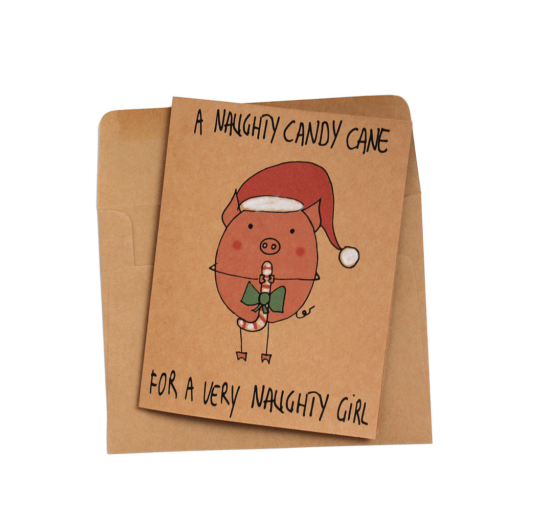 Dirty Christmas card for her naughty christmas card girlfriend sexy Christmas card wife naughty candy cane card blow job funny card for her
