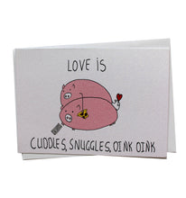 Glitter Valentine's Day Card funny - Love Valentines Day card on glitter paper - funny Valentine's Day card pizza - Pigs Valentines day card
