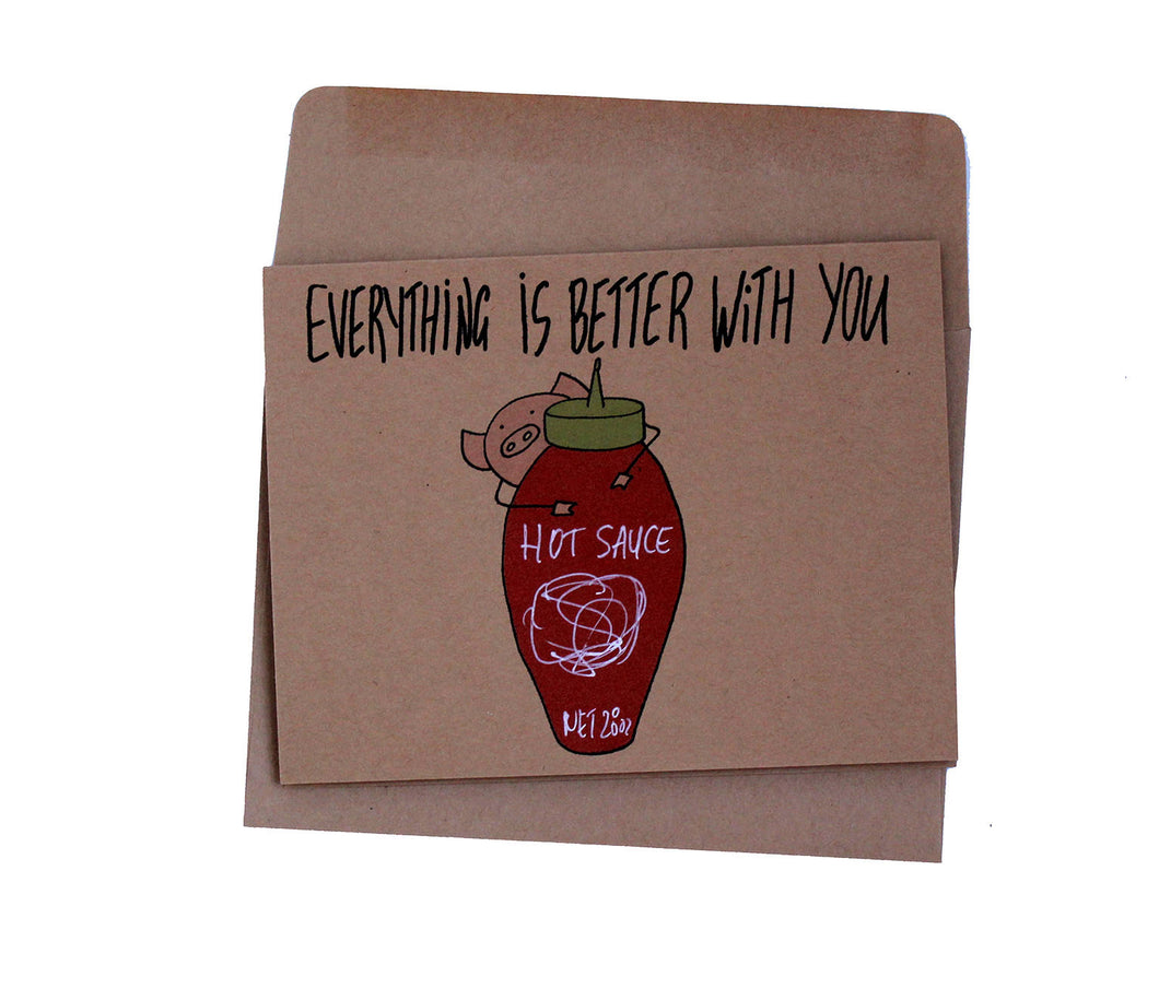 Valentines card hot sauce valentines card for him/ birthday card for boyfriend/ anniversary card wife/ funny valentines card