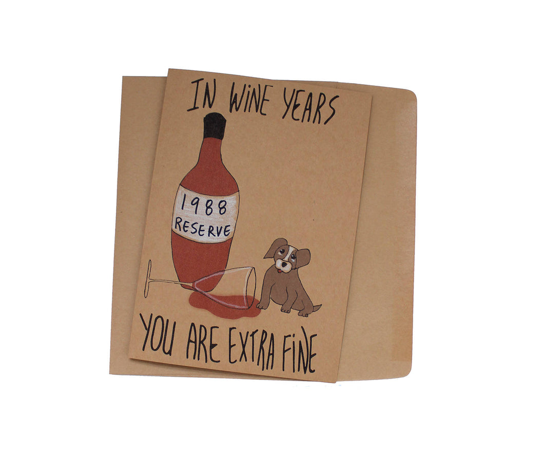 funny 30th birthday card/ customizable 30th birthday card/ wine birthday card funny - dog  birthday card born 1988 card cute birthday card