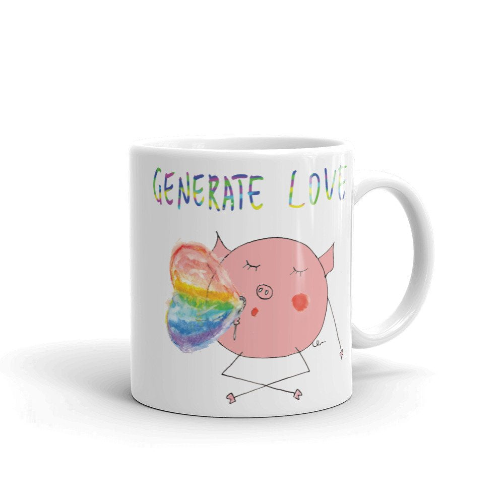 Love mug rainbow - celebrate pride mug - pig rainbow mug