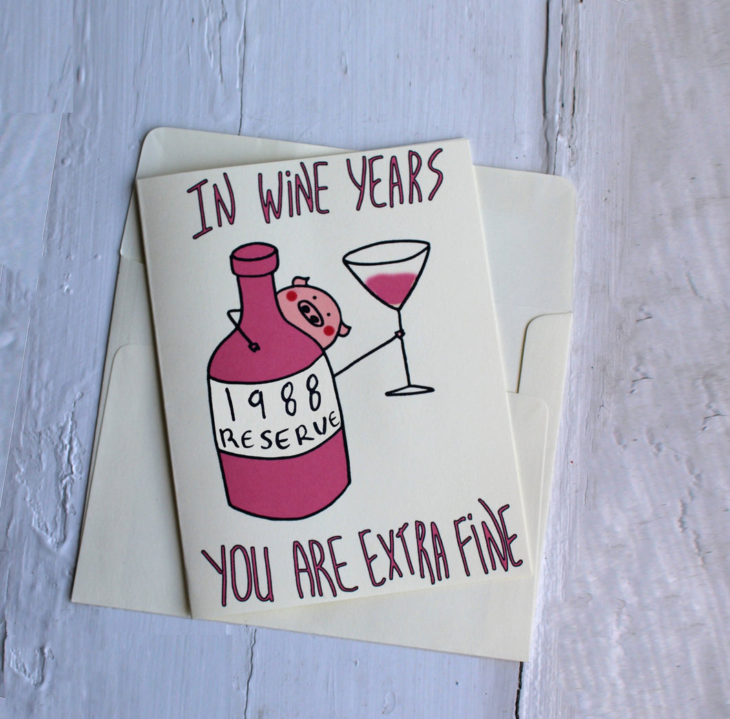 1988 birthday card - funny 30th birthday card - 30 birthday card wine - funny wine card - wine lover birthday card - wine years card